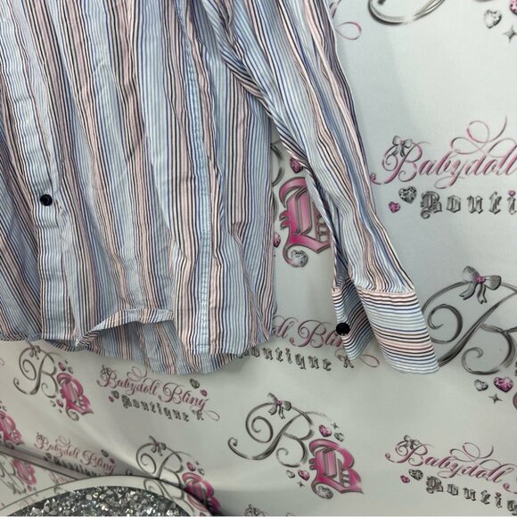 Tasso Elba button up collared shirt stripesMulticolor Striped Men's Shirt - Picture 3 of 13